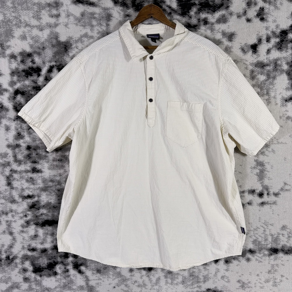 Patagonia Seersucker Organic Cotton Shirt Mens Size XXL Pale Beige‎ Outdoors